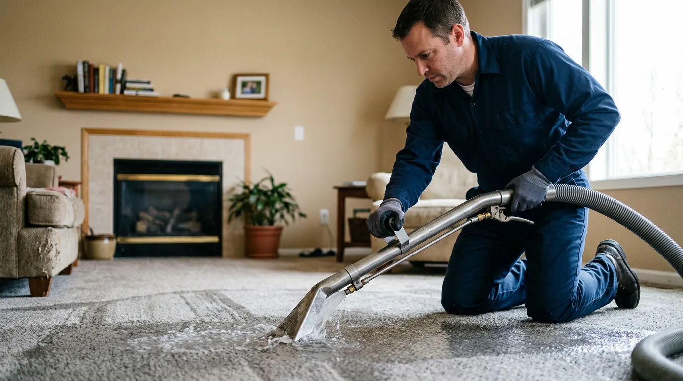 Water damage restoration technician working near Saint Paul, IA